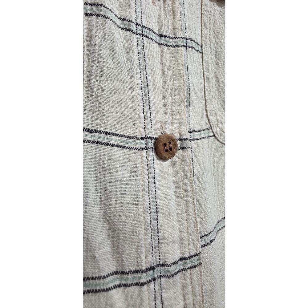 Paris Sport Club Women's Button Down Tank Linen And Cotton Blend Plaid - Picture 5 of 8